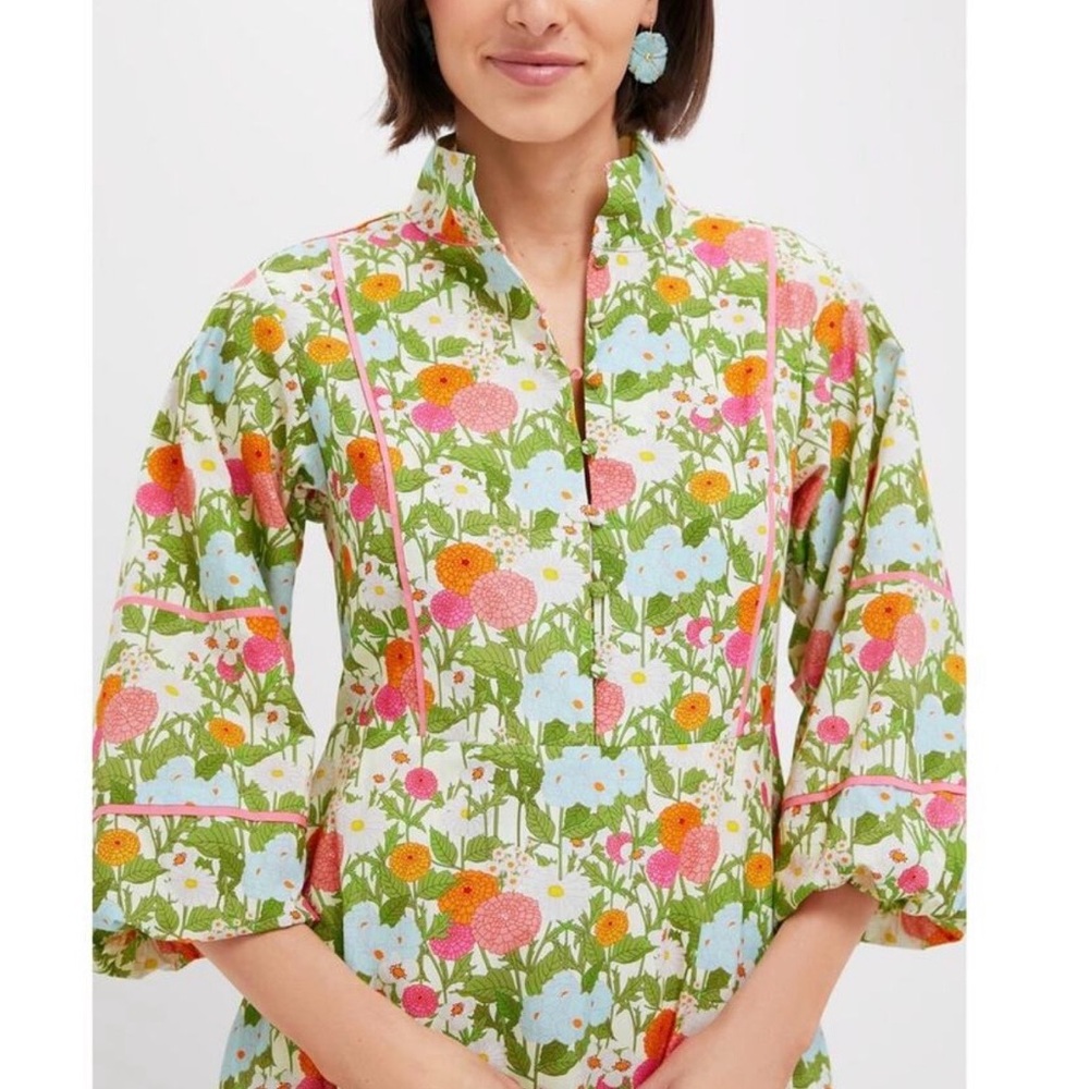 NWT Tuckernuck Multi Green Begonia Floral Hillsborough Midi Dress